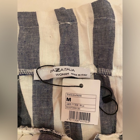 NWT Piazza Italia Woman’s Striped Tie-Front Pants Size Medium - Picture 3 of 7